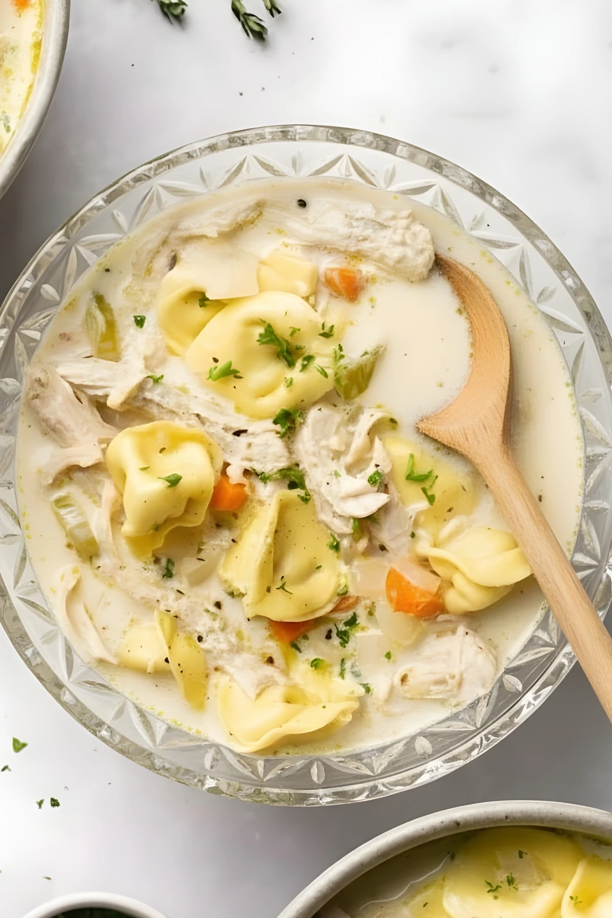 Creamy Chicken Tortellini Soup with Tender Chicken and Veggies