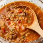 Hearty Stuffed Pepper Soup with Ground Beef and Rice