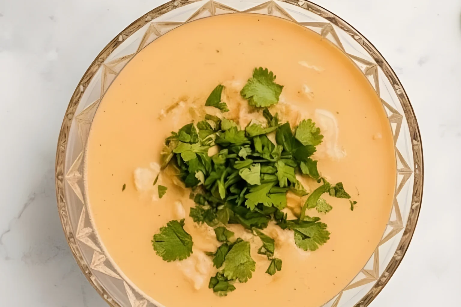 Chile Relleno Soup with Fresh Cilantro Garnish