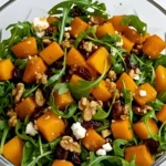 Butternut Squash Feta Salad with Arugula, Walnuts, and Cranberries