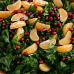 Citrus Pomegranate Kale Salad with Mandarins and Pomegranate Seeds