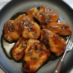 Honey Butter Glazed Chicken on Black Plate with Fresh Thyme