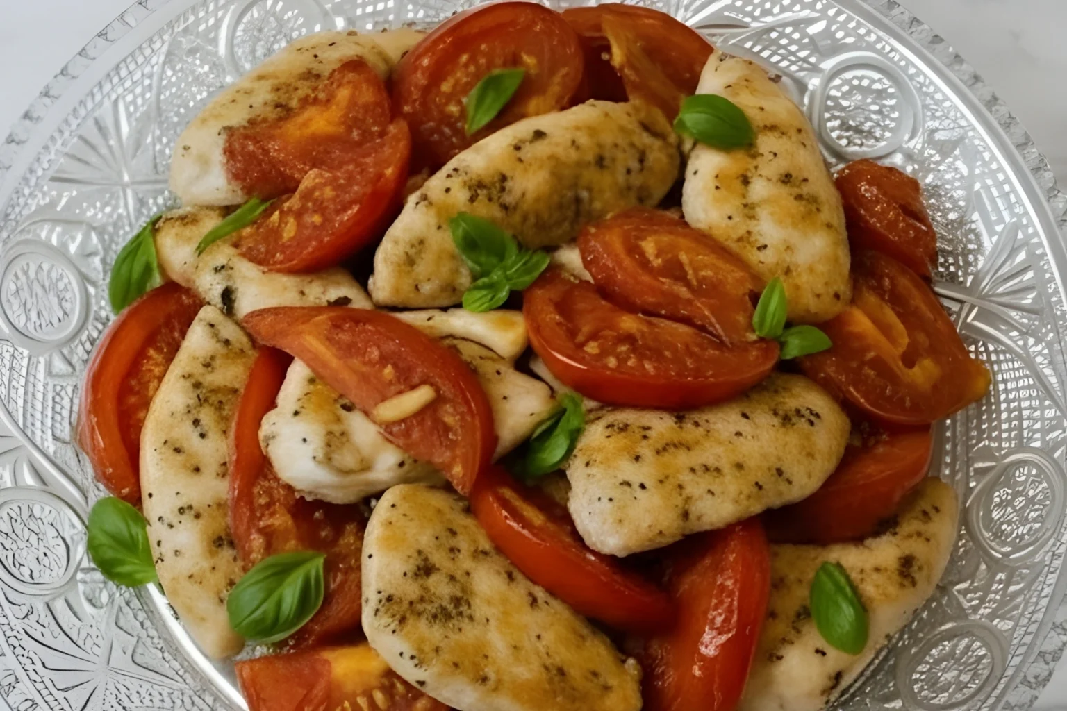 Chicken and Tomatoes Skillet with Fresh Basil