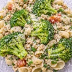 One-Pot Ground Turkey and Broccoli Pasta with Parmesan Cheese