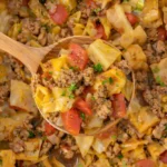 Unstuffed cabbage rolls cooked in one pot with ground beef tomatoes and tender cabbage