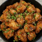 Honey Garlic Chicken Bites with Sesame and Green Onions