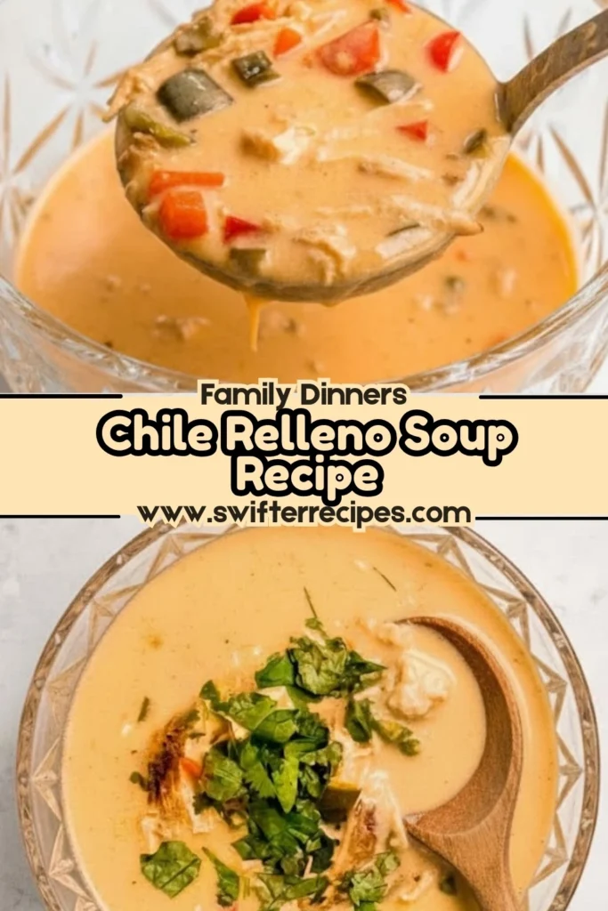Spoonful of Chile Relleno Soup with Red Peppers and Vegetables