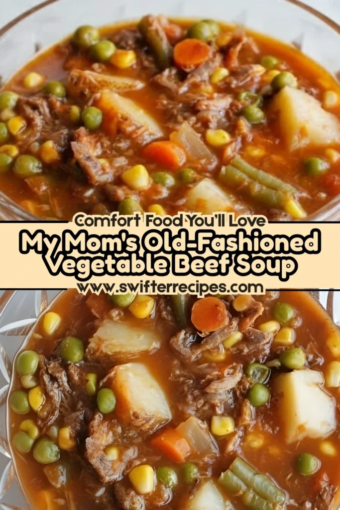 Homemade Vegetable Beef Soup with Beef, Potatoes, and Colorful Veggies