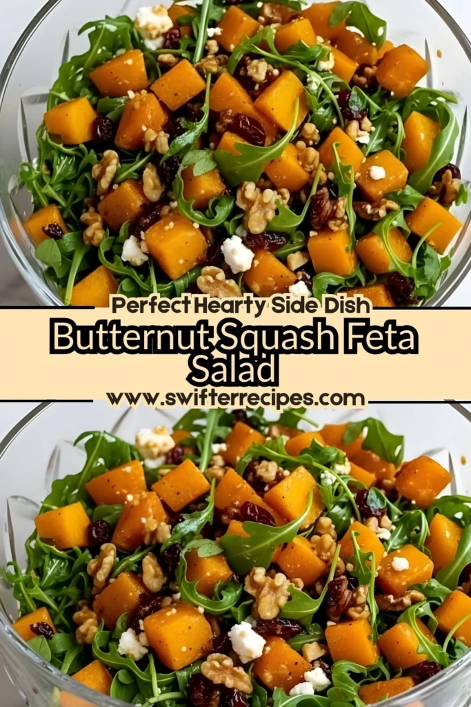 Butternut Squash Feta Salad with Walnuts, Arugula, and Cranberries
