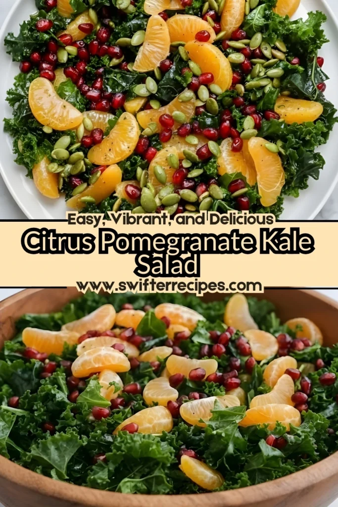 Citrus Pomegranate Kale Salad with Mandarins, Pomegranate Seeds, and Pepitas