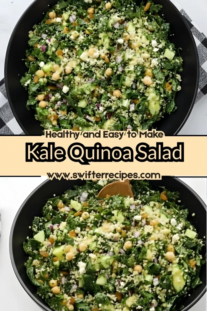 Healthy and Easy Kale Quinoa Salad with Chickpeas and Cucumbers