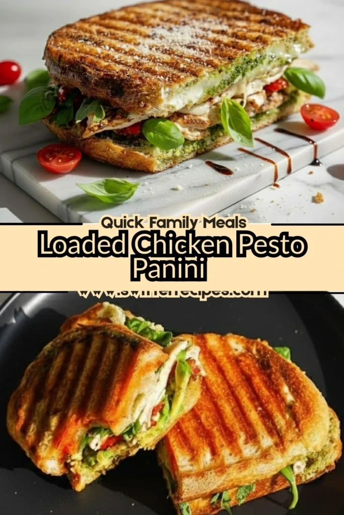 Delicious Loaded Chicken Pesto Panini with Fresh Basil and Tomatoes