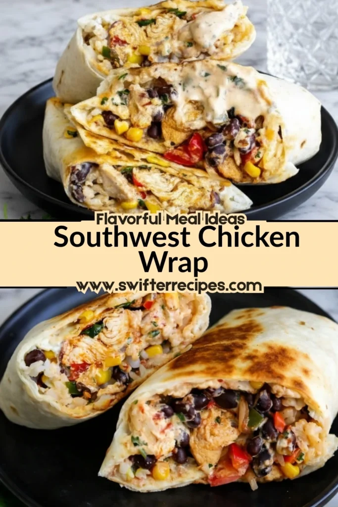 Flavorful Southwest Chicken Wrap with Rice, Black Beans, and Veggies