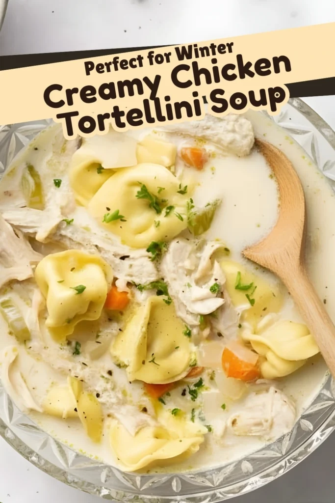 Creamy Chicken Tortellini Soup with Vegetables and Fresh Herbs