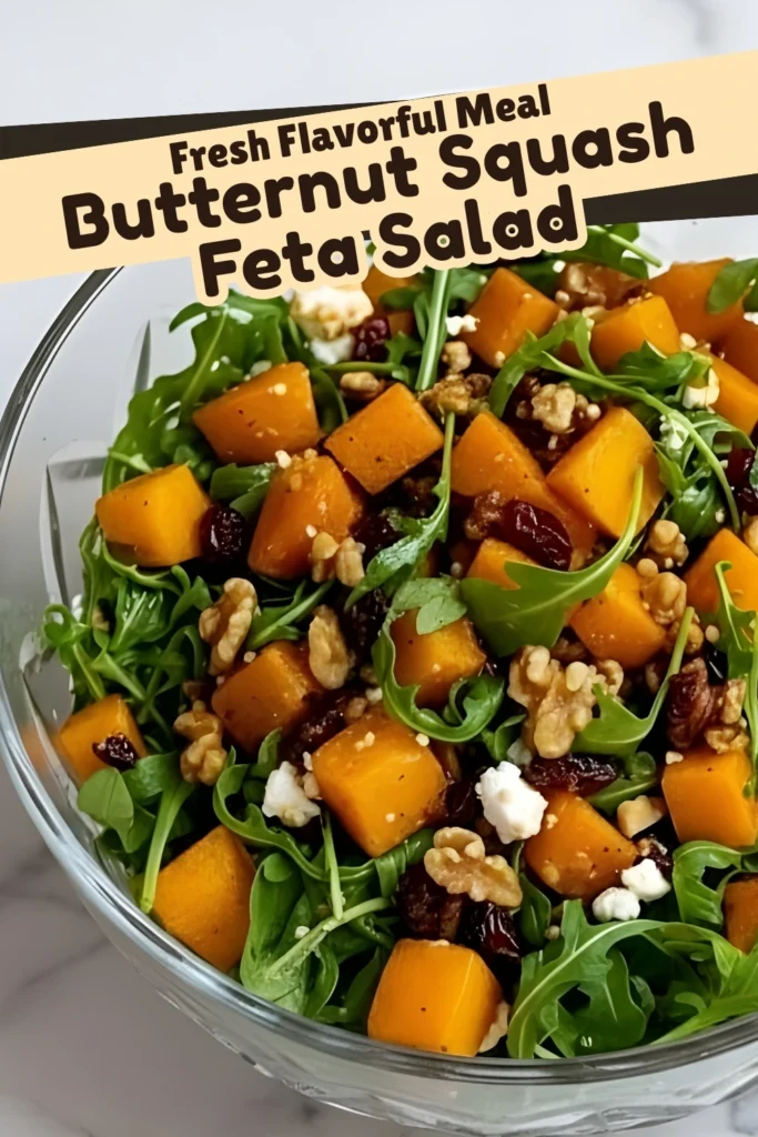 Butternut Squash Feta Salad with Arugula, Walnuts, and Cranberries