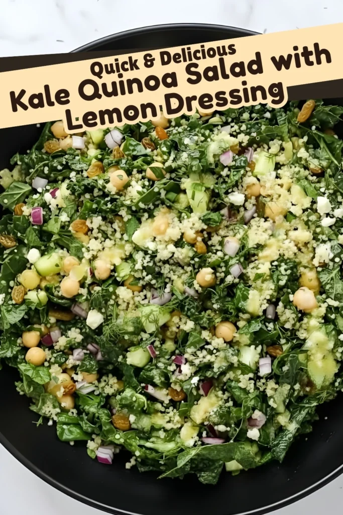 Quick Kale Quinoa Salad with Lemon Dressing and Veggies