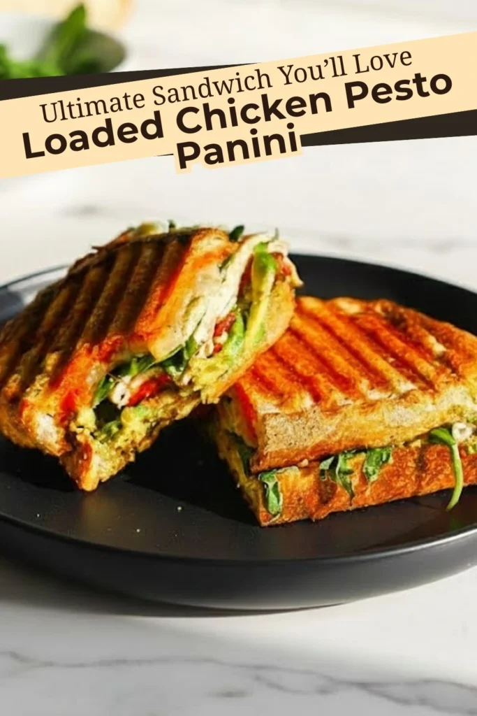 Loaded Chicken Pesto Panini with Grilled Bread and Fresh Veggies