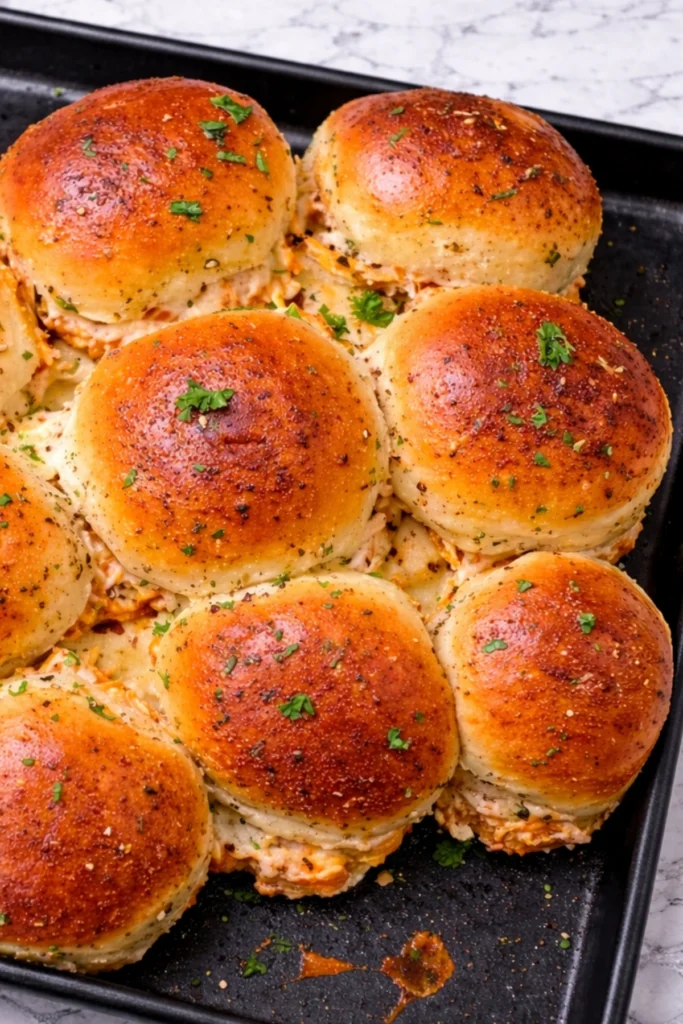 Spicy Buffalo Chicken Sliders with Melted Cheese and Toasted Buns