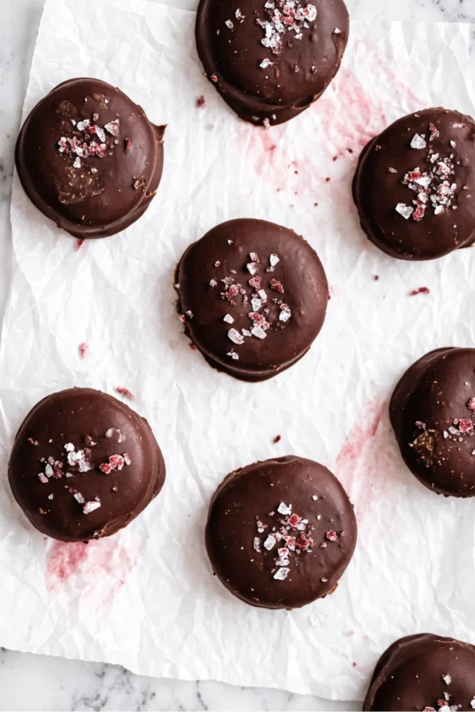 Dark Chocolate Raspberry Bites Topped with Flaky Sea Salt