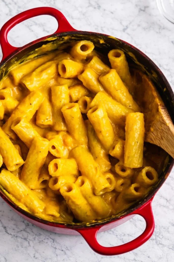 Vegan Butternut Squash Pasta in Red Dutch Oven