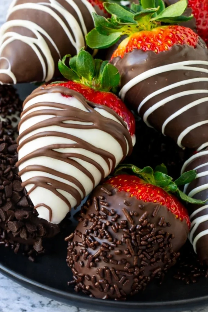 Chocolate Covered Strawberries with Milk and White Chocolate