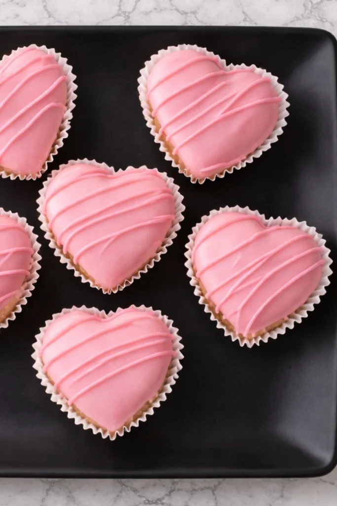 Pink Valentine's Heart Petit Fours with Drizzle