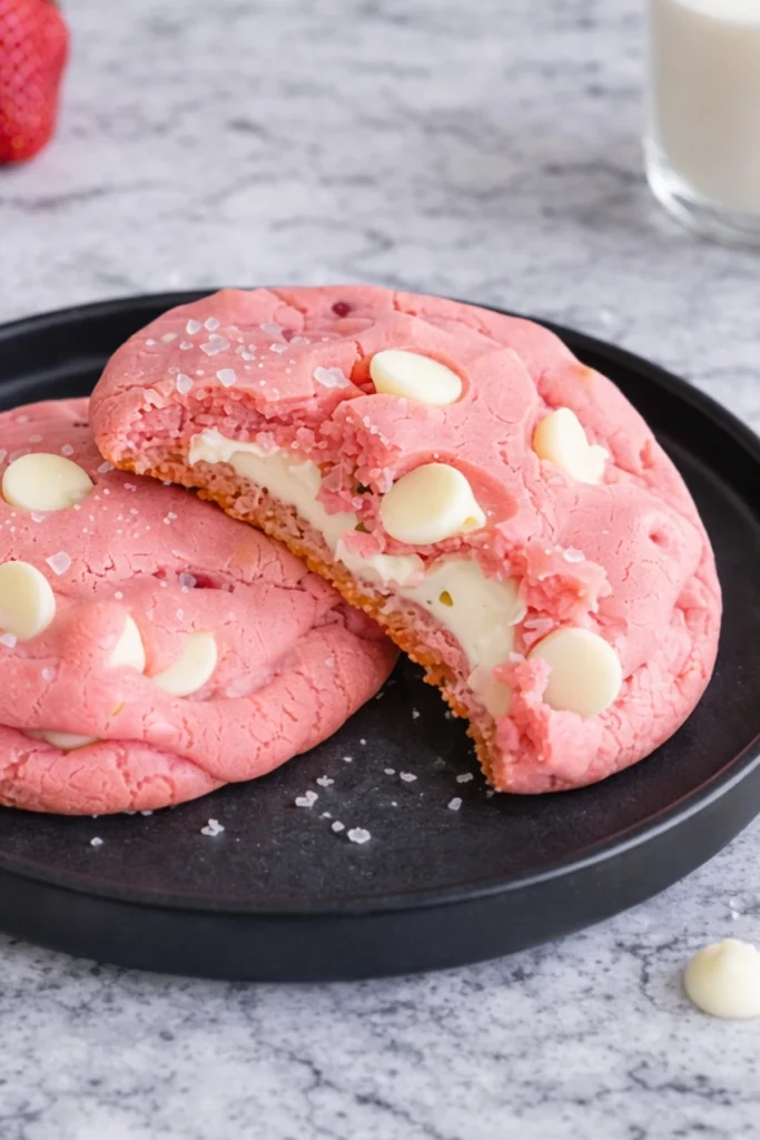 Strawberry Cheesecake Cookies with White Chocolate and Creamy Center