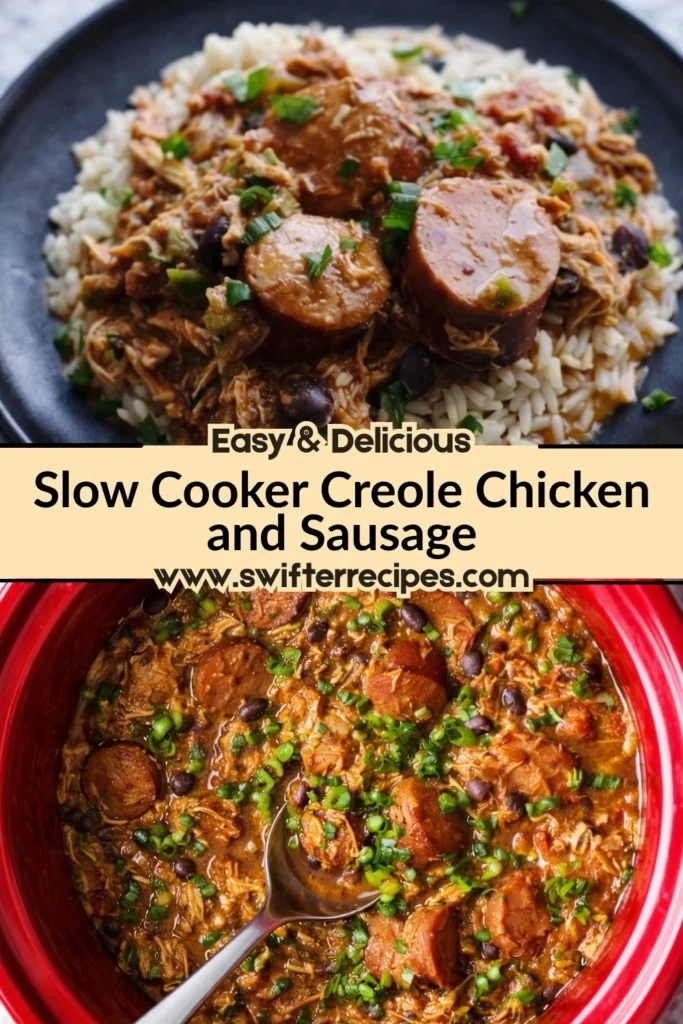 Slow Cooker Creole Chicken and Sausage on White Rice