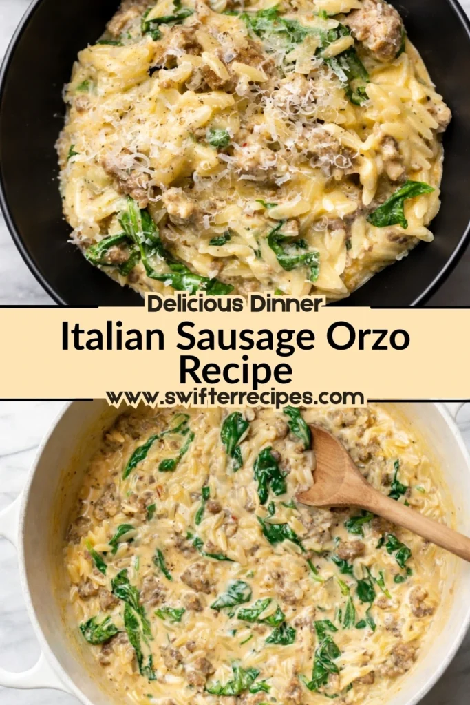 Delicious Italian Sausage Orzo Recipe in a Bowl and Pot