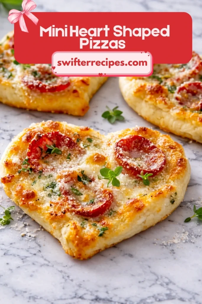 These Mini Heart Shaped Pizzas are topped with gooey melted mozzarella, savory pepperoni slices, and a sprinkle of Parmesan cheese, making them a perfect romantic dish. Ideal for Valentine's Day or casual dinners, these heart-shaped pizzas are quick, easy, and customizable with your favorite toppings. A fun and delicious way to bring a personal touch to pizza night!