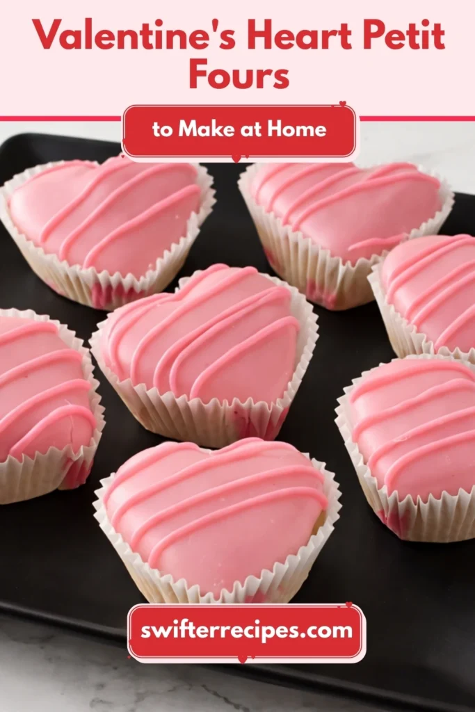 Homemade Valentine’s Heart Petit Fours with Pink Icing Drizzle