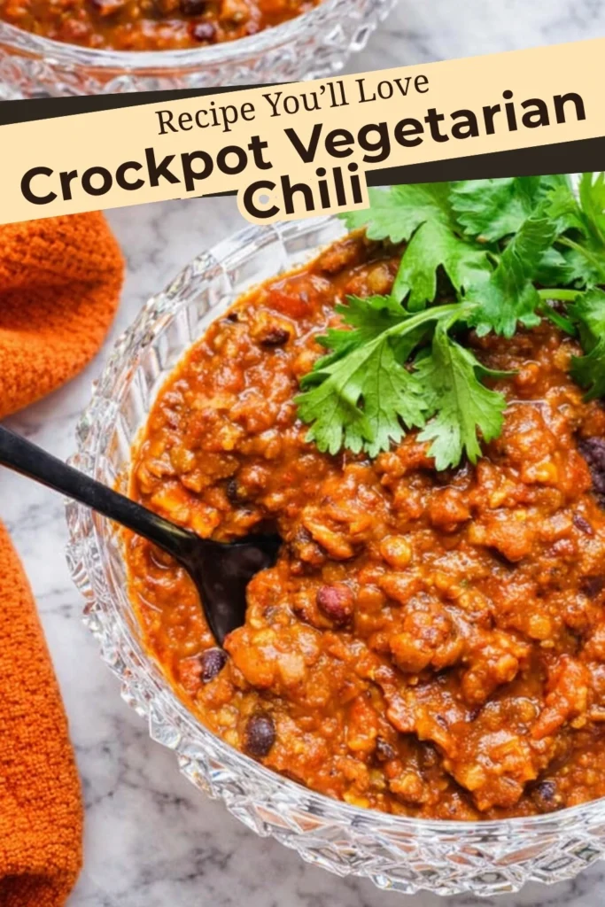 Crockpot Vegetarian Chili with Fresh Cilantro Topping