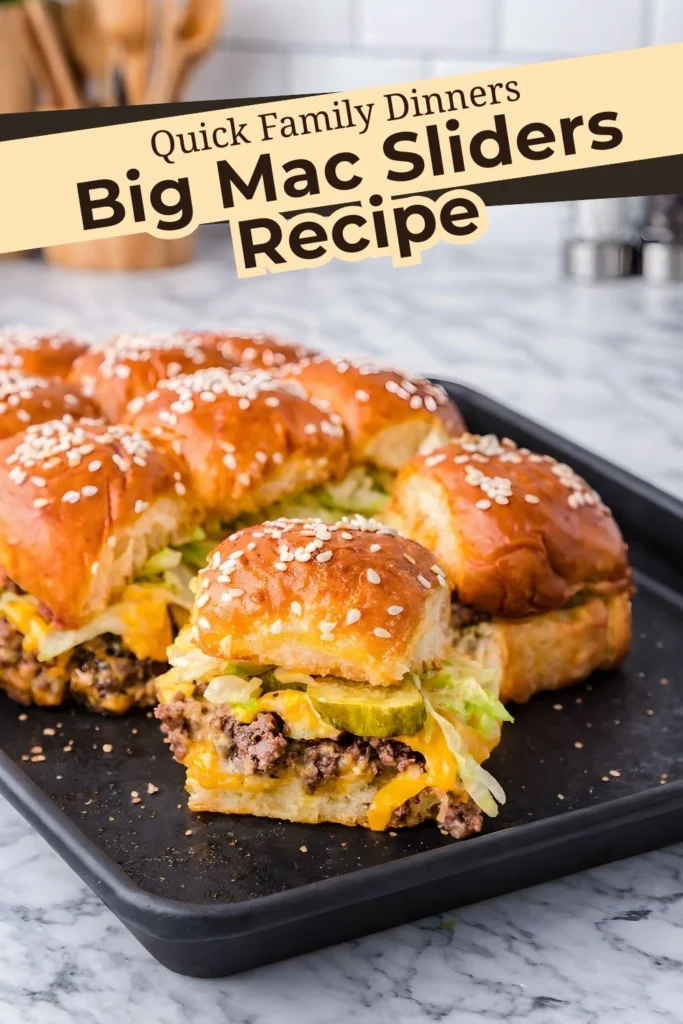Big Mac Sliders with Cheddar, Pickles, and Lettuce on a Tray