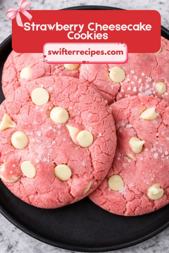 Strawberry Cheesecake Cookies with White Chocolate Chips and Sea Salt