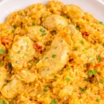 One Pot Queso Chicken and Rice with Tender Chicken and Cheesy Rice