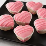 Valentine's Heart Petit Fours with Pink Icing and Drizzle