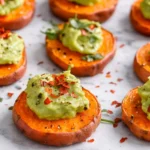 Sweet Potato Bites with Avocado and Cilantro Topping