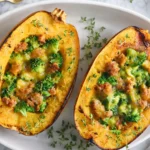 Stuffed Spaghetti Squash with Sausage and Broccoli