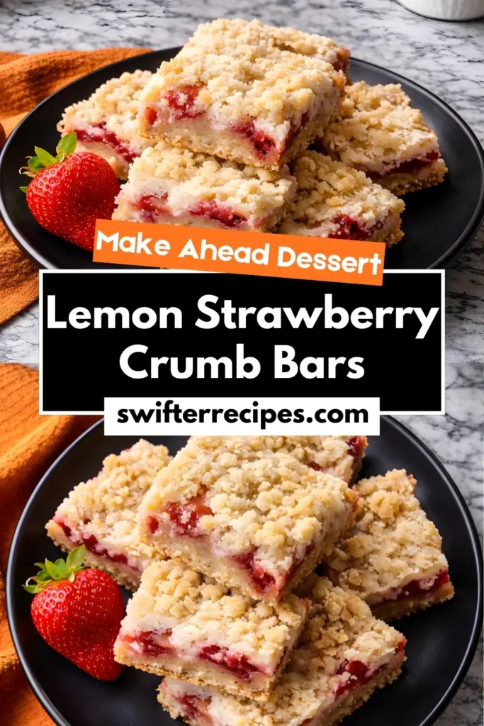 Make ahead lemon strawberry crumb bars with buttery crumble topping