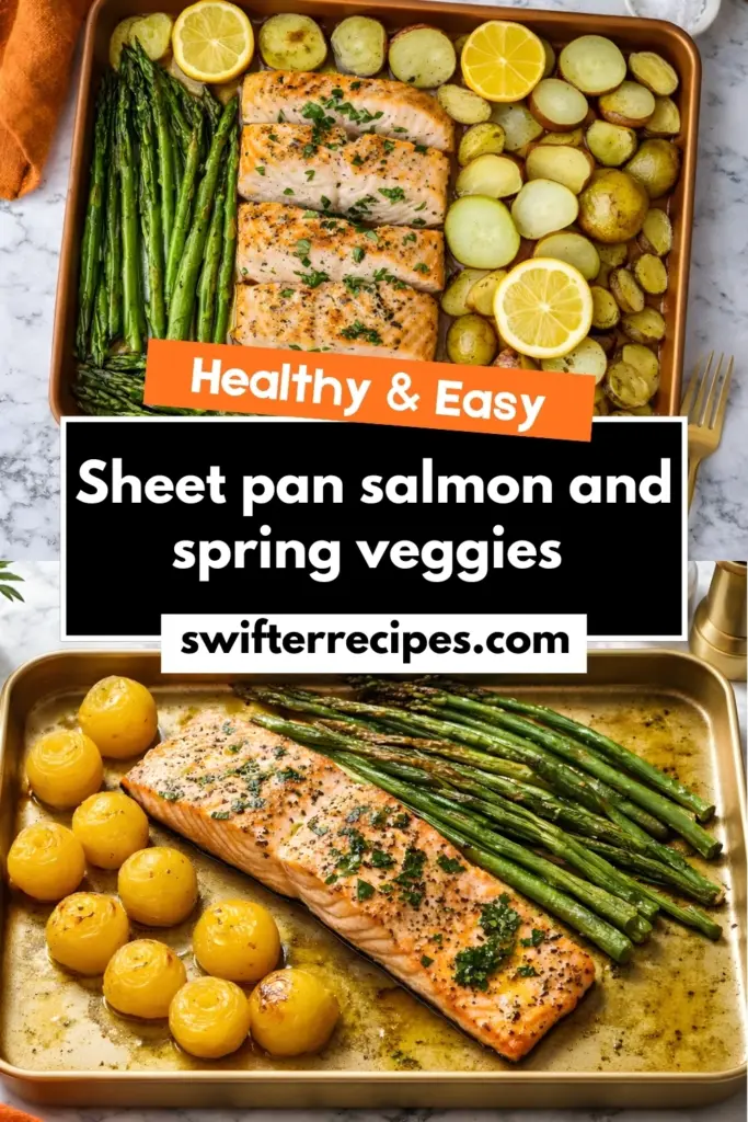 Healthy and easy sheet pan salmon with roasted asparagus and baby potatoes