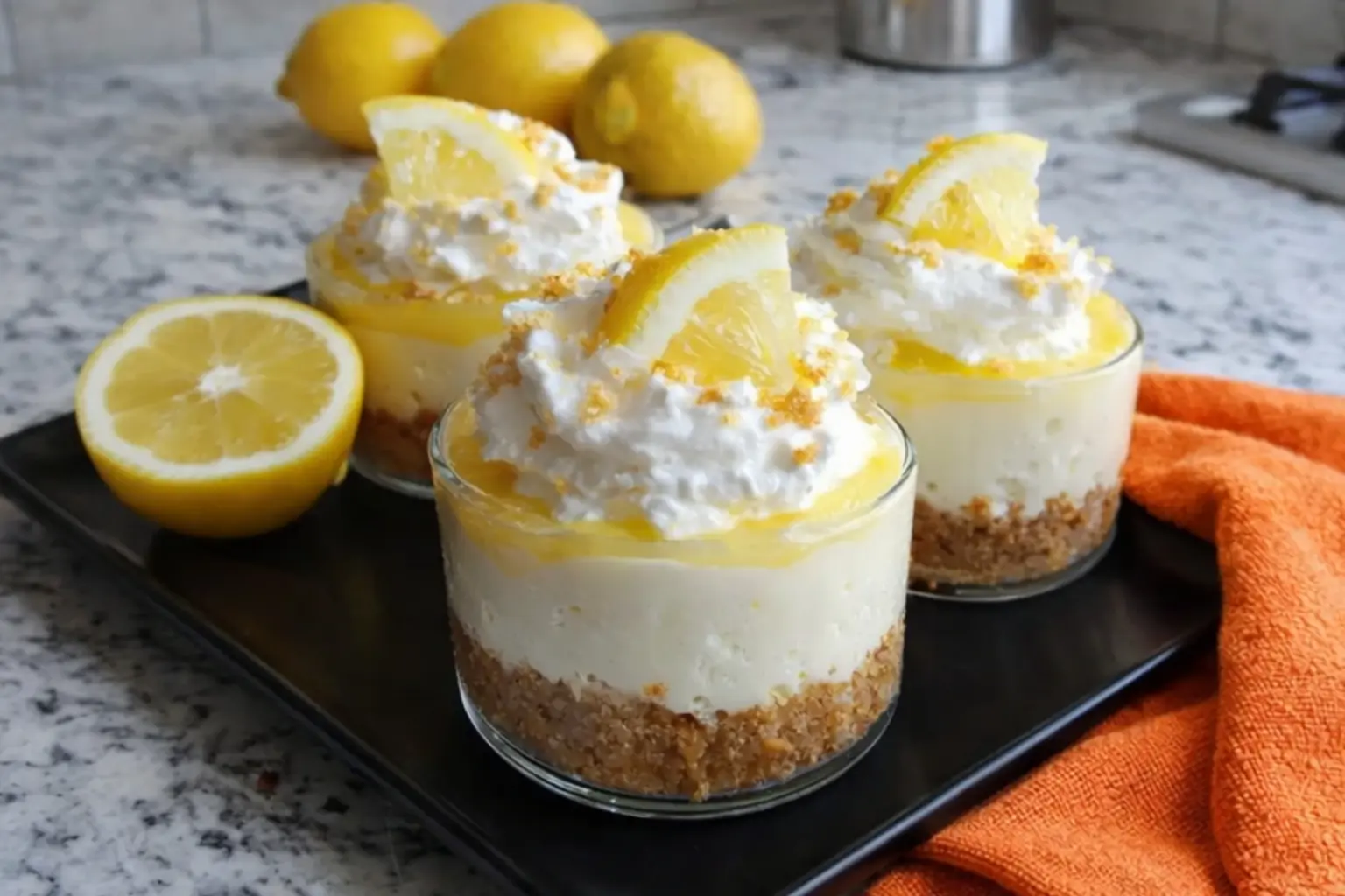 No-Bake Lemon Cheesecake Cups with Graham Cracker Crust