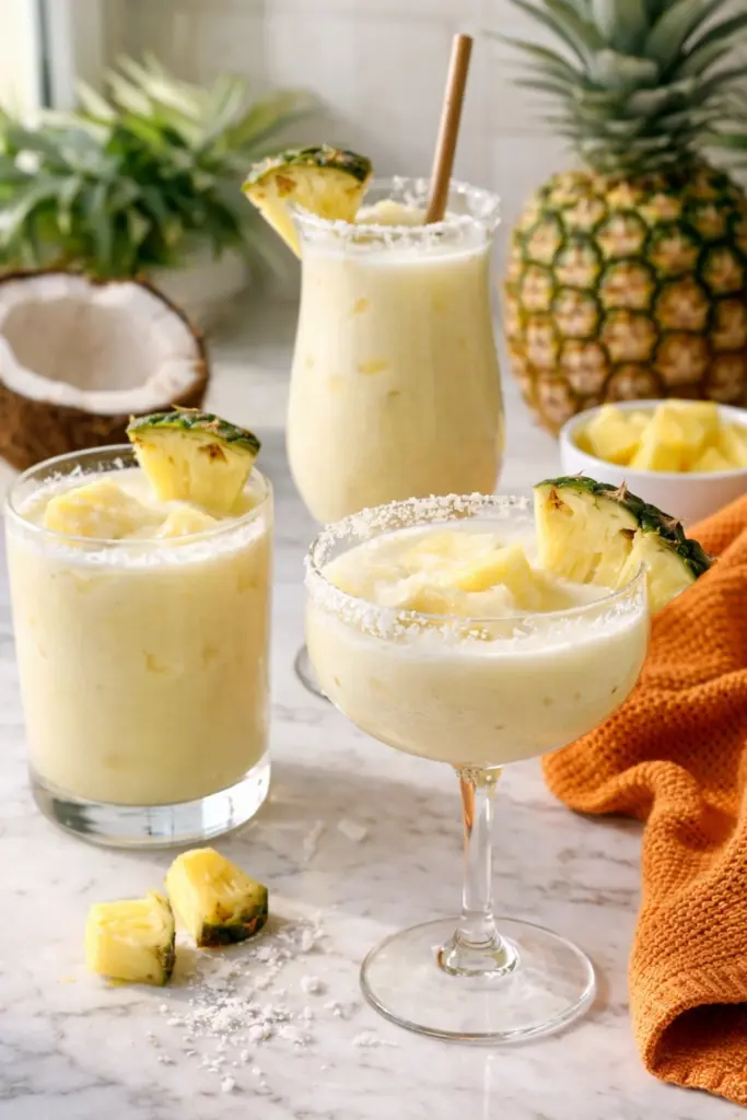 Coconut Pineapple Mocktail with Fresh Pineapple and Coconut