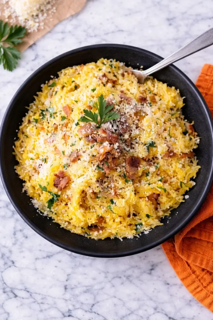 How to Cook Spaghetti Squash with Bacon and Parmesan