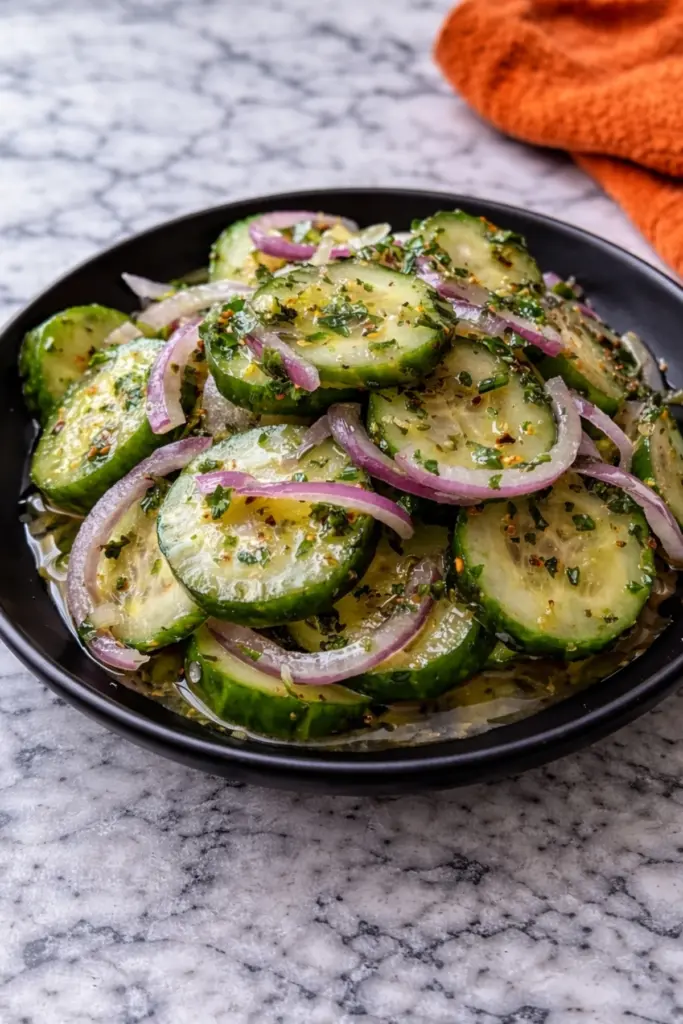 Italian Cucumber Salad with Fresh Herbs and Red Onion