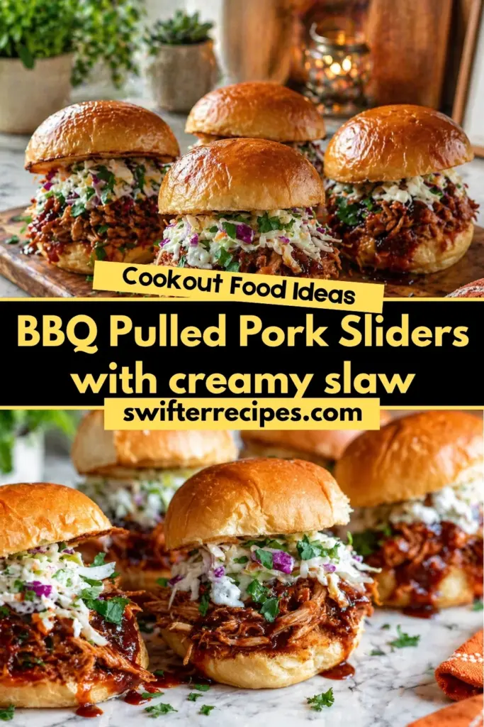 BBQ Pulled Pork Sliders with Creamy Slaw for Cookout Food Ideas