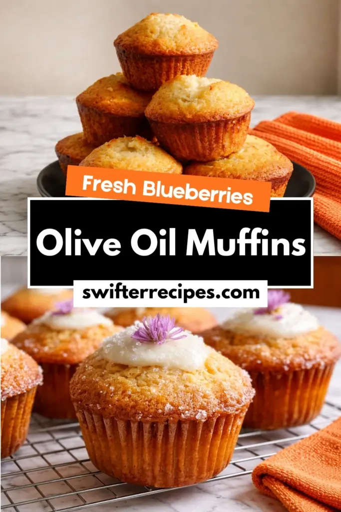 Olive Oil Muffins with Fresh Blueberries and Light Glaze on Cooling Rack