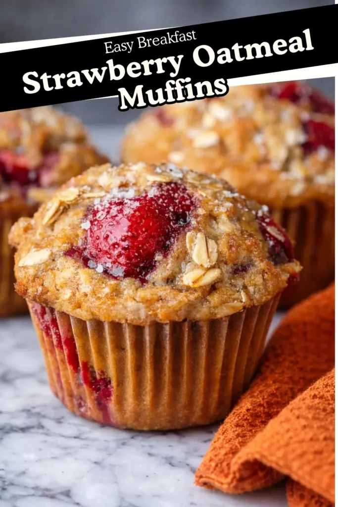 Strawberry Oatmeal Muffins Easy Breakfast Recipe with Fresh Strawberries