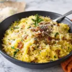 How to Cook Spaghetti Squash in Black Bowl with Parmesan and Bacon