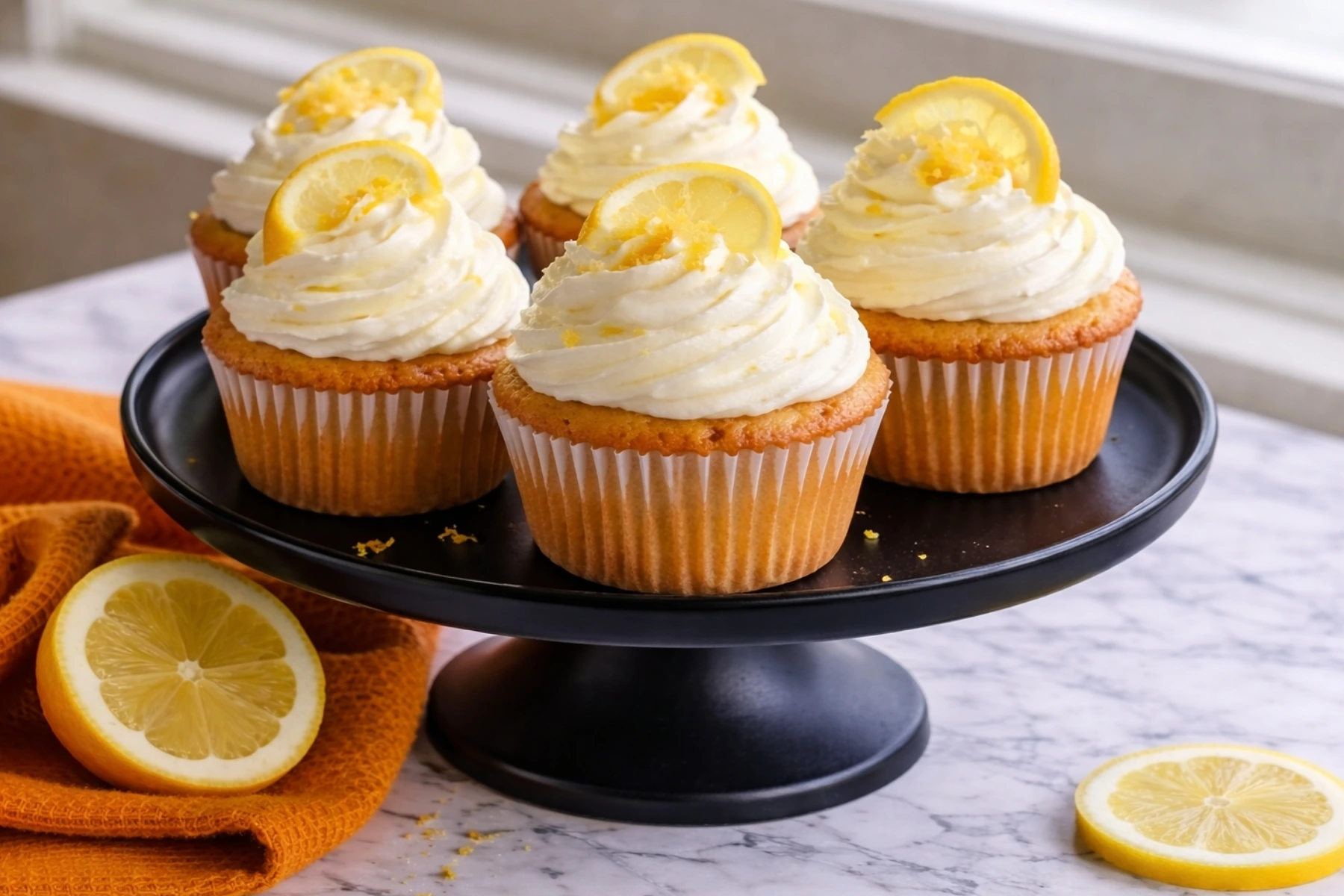 Cheesecake Stuffed Lemon Cupcakes with Creamy Frosting and Fresh Lemon Slices
