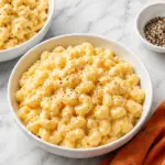 Creamy Cottage Cheese Mac and Cheese in White Bowl